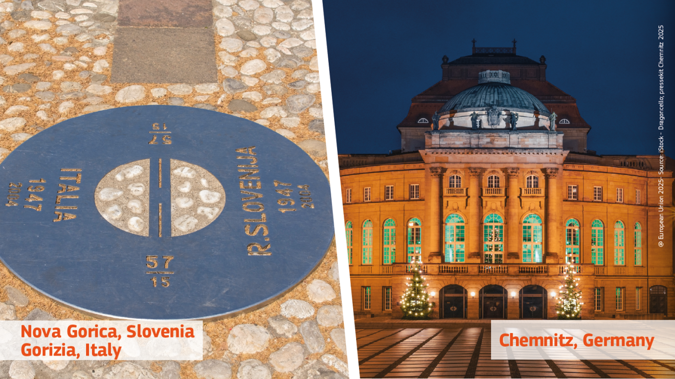 Collage of images of Nova Gorica and Chemnitz